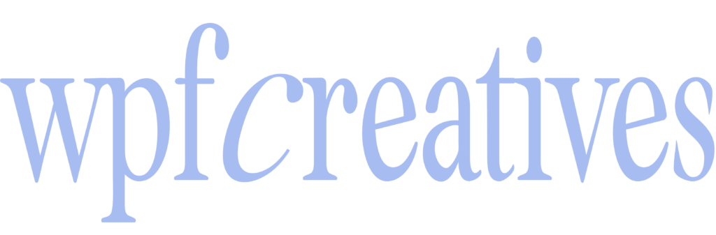 WPF Creatives Logo. blue letters.