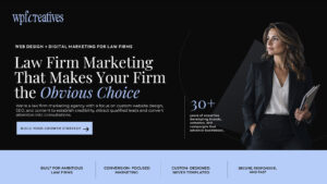 WPF Creative law firm marketing agency homepage with headline and experience stats